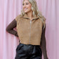 CHESNUT CROPPED CHUNKY KNIT ZIP-UP SWEATER VEST