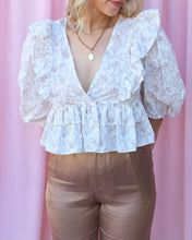 Load image into Gallery viewer, MARIBELLE WHITE FLORAL BLOUSE
