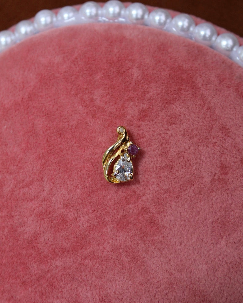 Gold White and Purple Crystal Charm