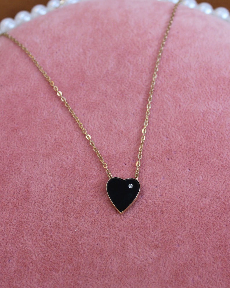 Black Heart Gold Necklace