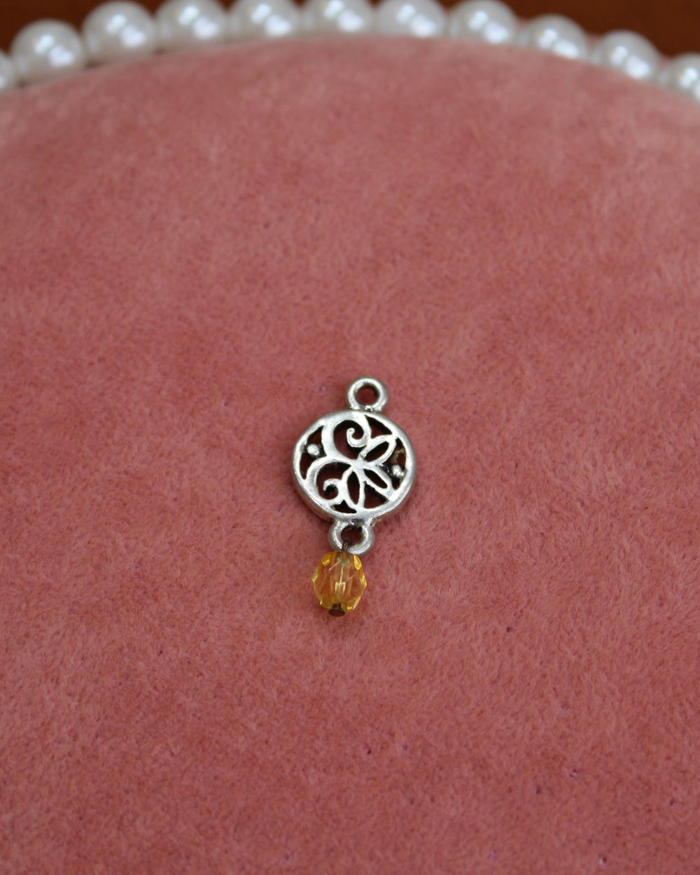 Silver Circle & Orange Ball Charm