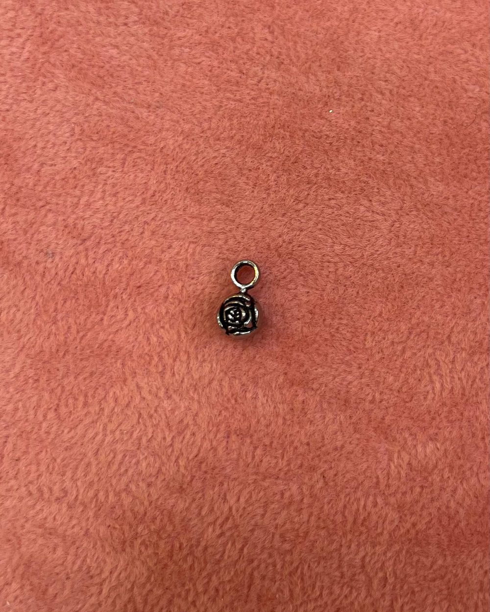 Small Rose Dark Silver Charm
