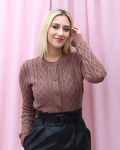 Load image into Gallery viewer, RAELYN MOCHA BROWN CABLE KNIT SWEATER
