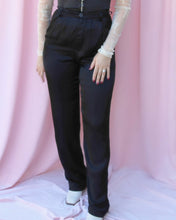 Load image into Gallery viewer, CELINE BLACK SATIN HIGH-WAISTED PANTS
