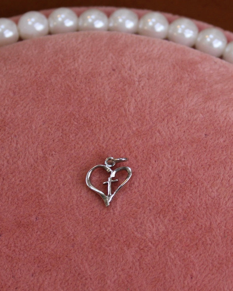 Heart With A Cross Silver Charm