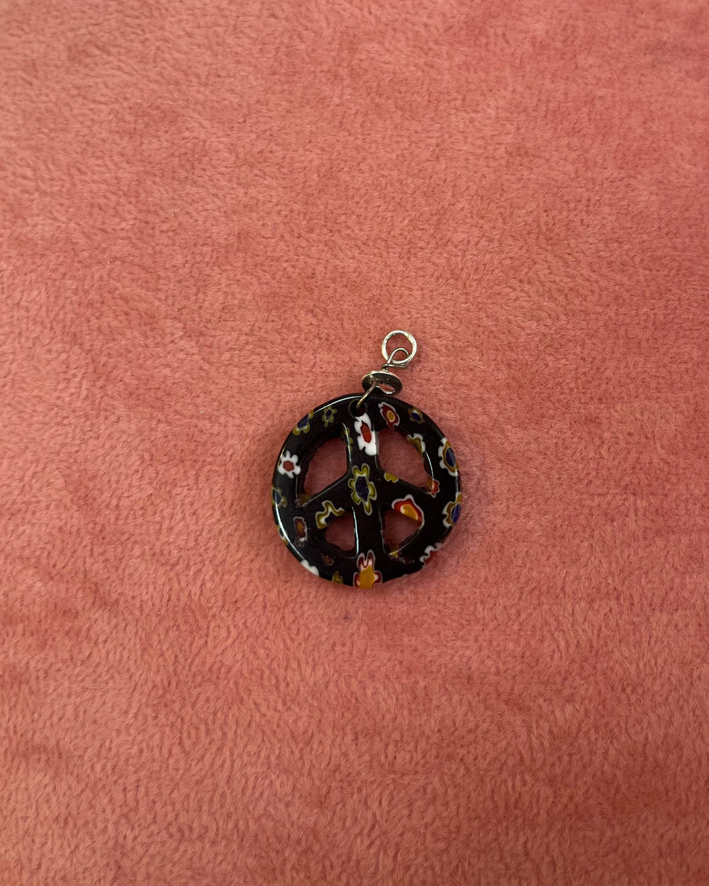 Black Floral Peace Sign Charm