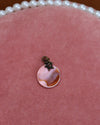 Pink Iridescent Circle Copper Charm
