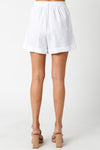 CARRIE WHITE LINEN HIGH-WAISTED TROUSER SHORTS