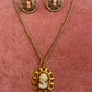 Red Cameo Gold Vintage Earrings