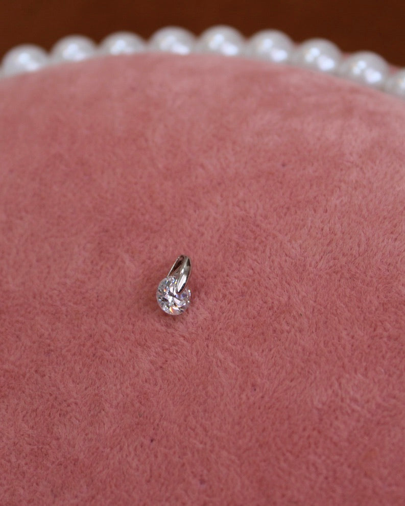 Tiny Silver Clear Crystal Charm