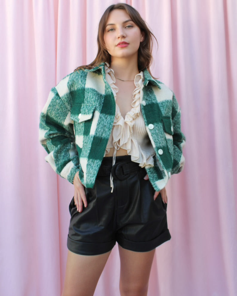 HUNTER PLAID CROPPED SHACKET