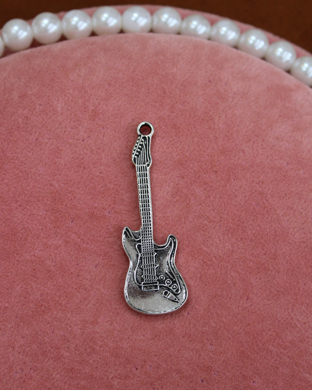 Large Silver Electric Guitar Charm