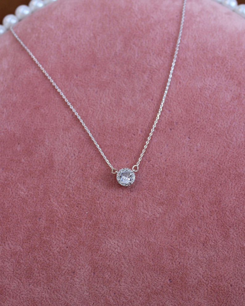 Pretty Little Crystal Silver Necklace