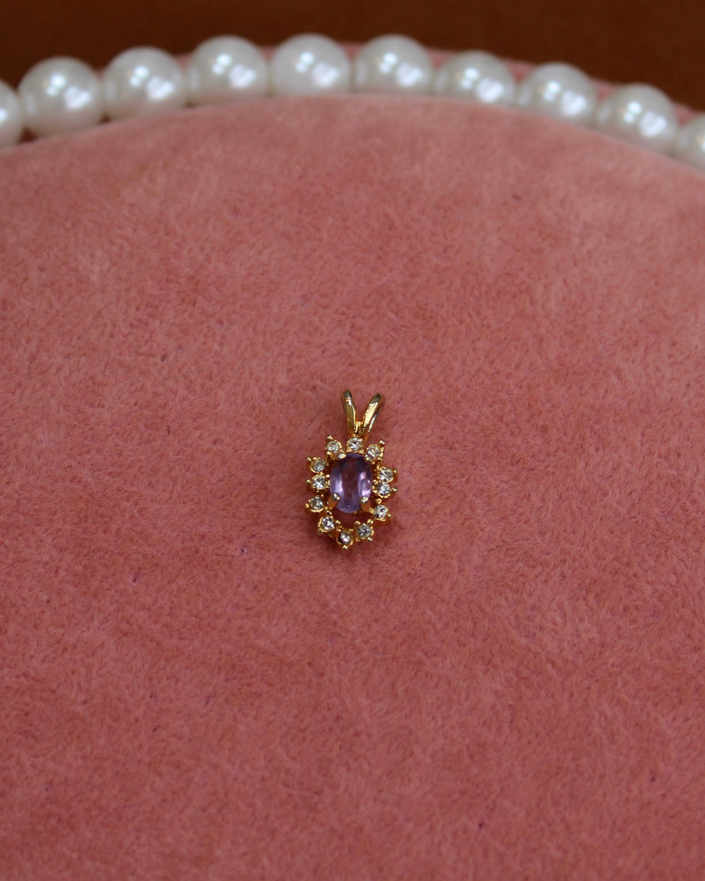 Purple Oval Gem With Crystal Halo Charm