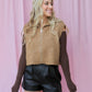 CHESNUT CROPPED CHUNKY KNIT ZIP-UP SWEATER VEST