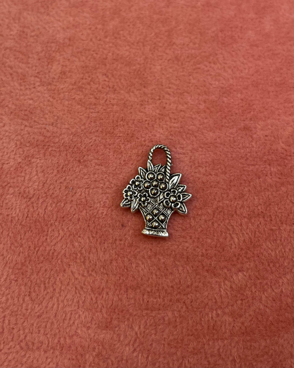 Flowers In A Basket Silver Charm