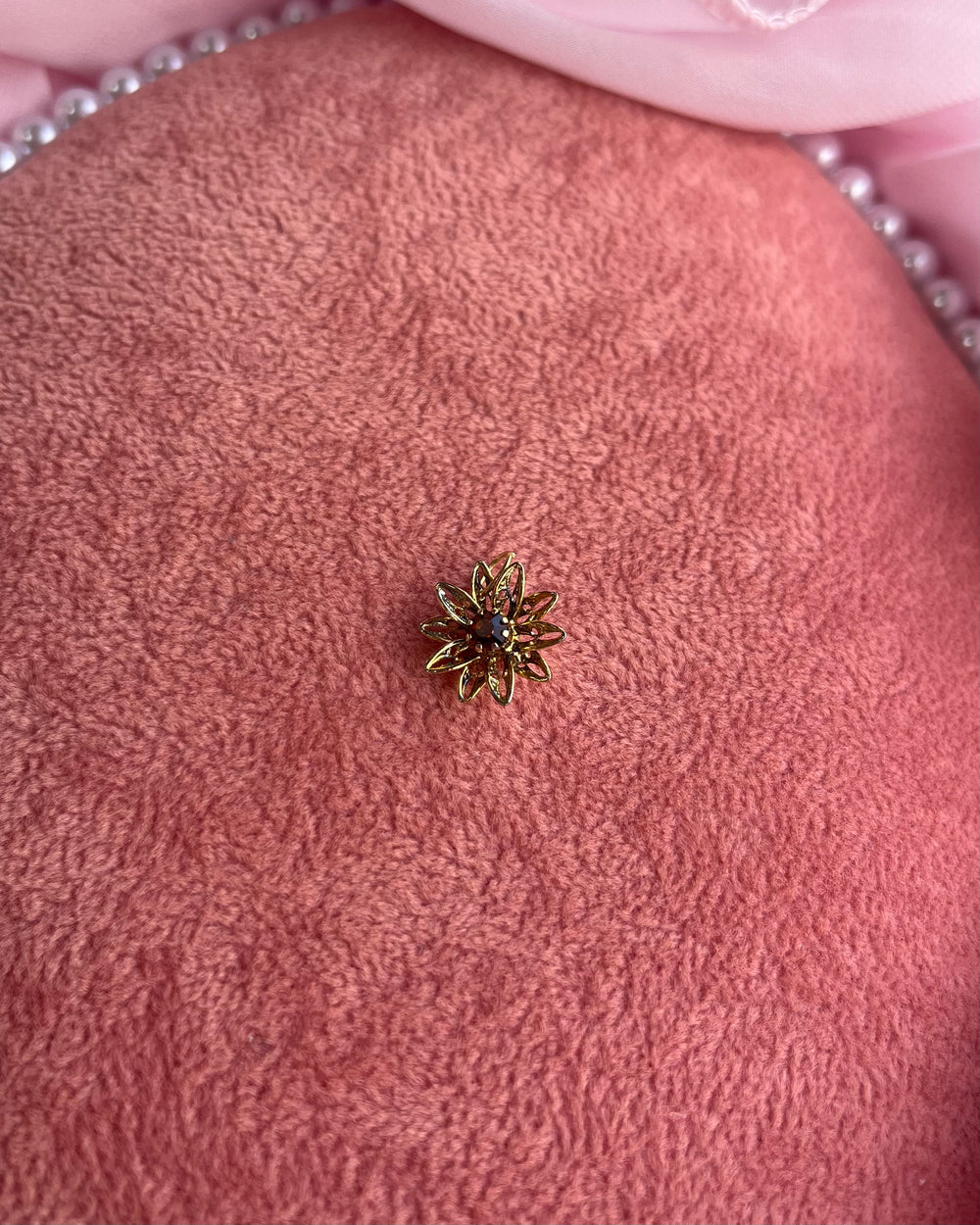 Gold Flower With Center Crystal Charm