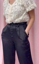 Load image into Gallery viewer, CELINE BLACK SATIN HIGH-WAISTED PANTS
