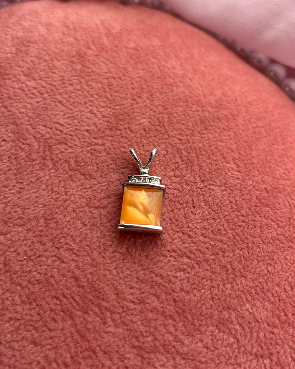 Orange Square Silver Charm