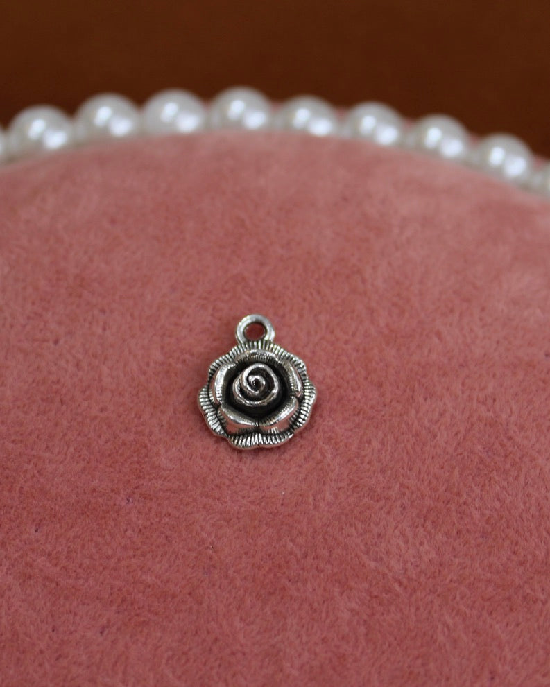 Dark Silver Rose Charm