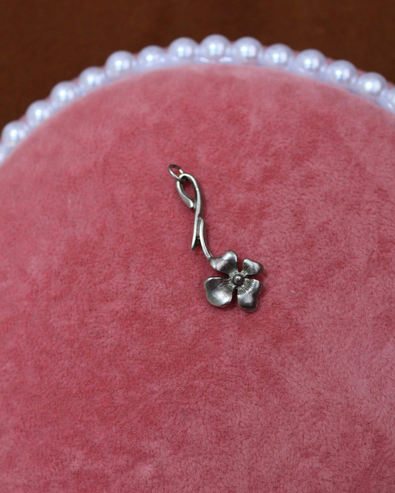 Silver Hanging Rose Charm