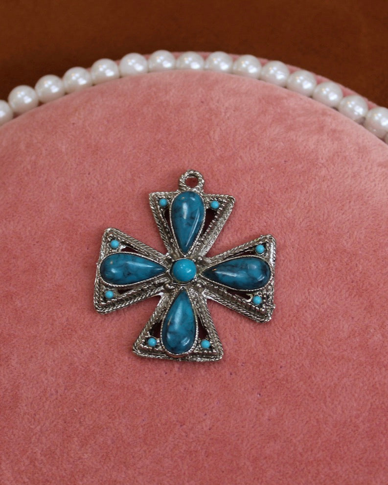 Blue & Turquoise Cross Charm