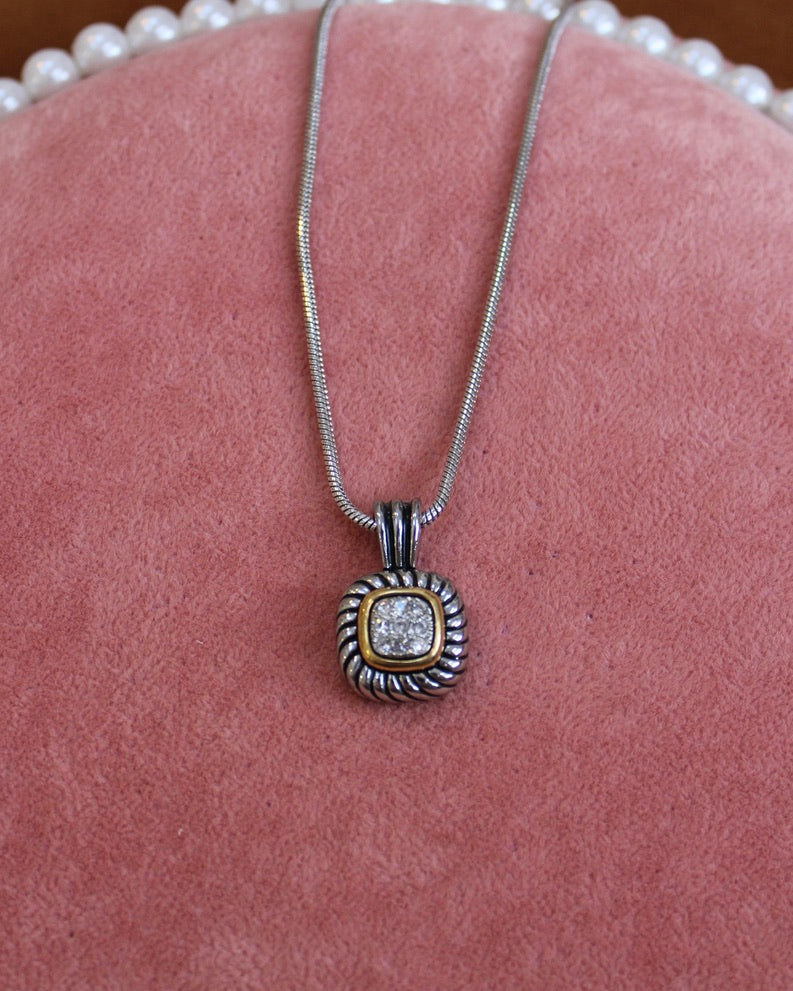 Gold & Silver Crystal Pendant Necklace