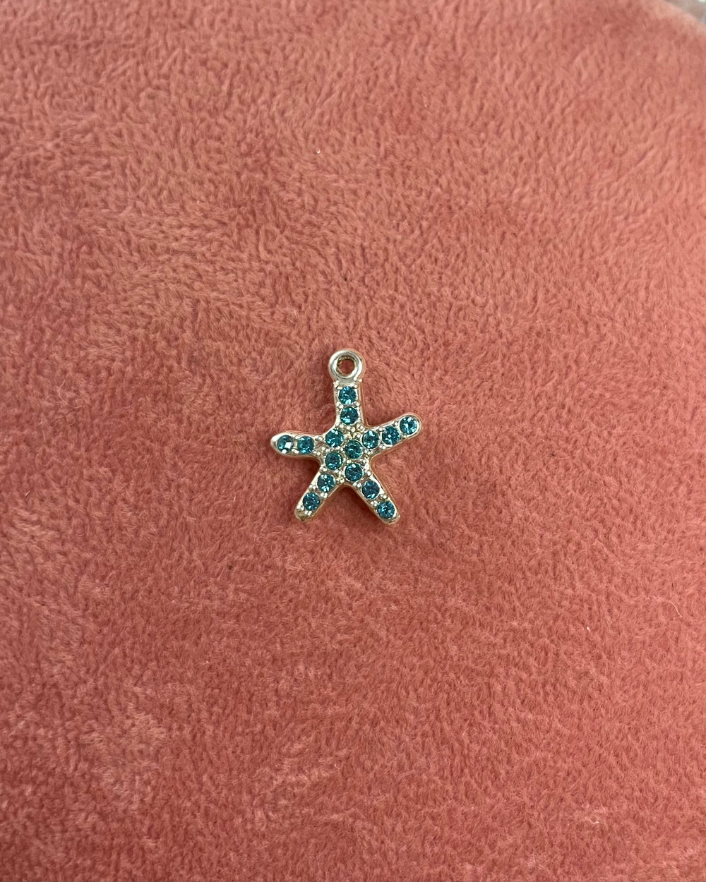 Turquoise Gems Starfish Silver Charm