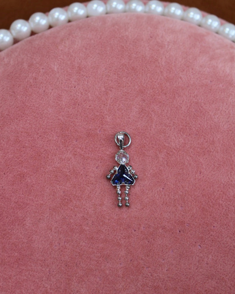 Dark Blue Crystal Stick Figure Charm