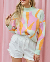 Load image into Gallery viewer, RANDA PASTEL SWIRL CREWNECK FUZZY SWEATER
