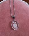 Floral Clear Cameo Rose Pendant Necklace