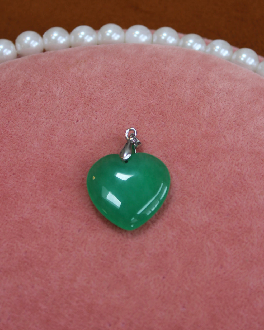 Large Green Stone Heart Charm