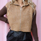 CHESNUT CROPPED CHUNKY KNIT ZIP-UP SWEATER VEST