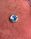 Blue Flowers White Background Circle Charm