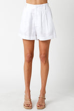Load image into Gallery viewer, CARRIE WHITE LINEN HIGH-WAISTED TROUSER SHORTS
