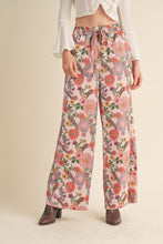 Load image into Gallery viewer, VENUS PINK FLORAL SATIN HIGH-WAISTED PANTS
