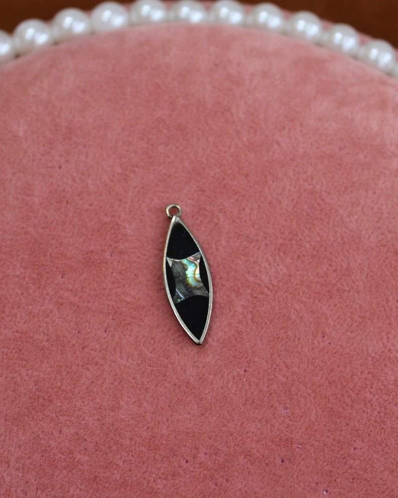 Long Oval Black & Multi-Color Charm