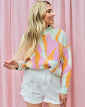 Load image into Gallery viewer, RANDA PASTEL SWIRL CREWNECK FUZZY SWEATER
