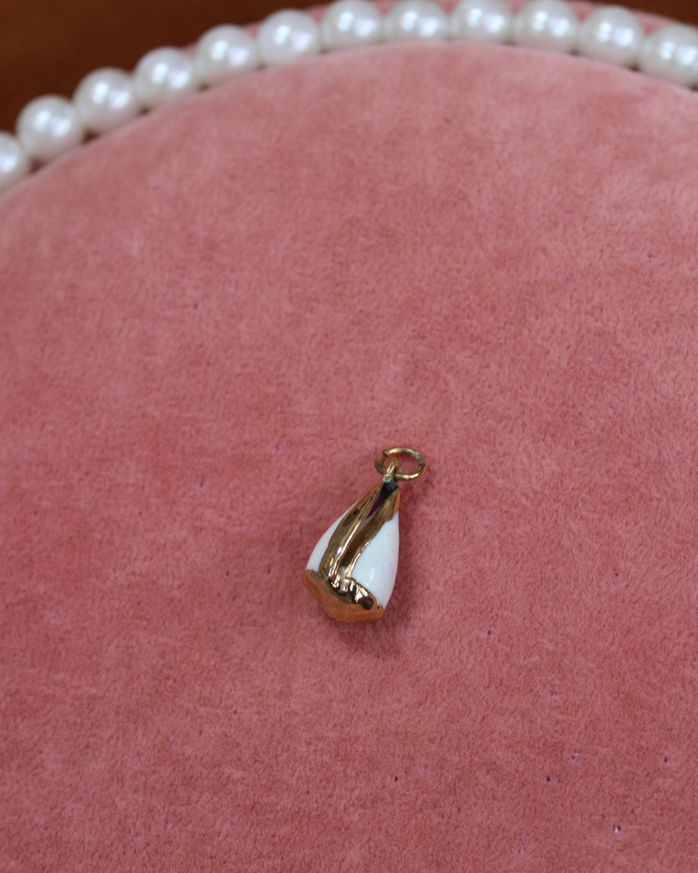 White & Gold Seashell Charm