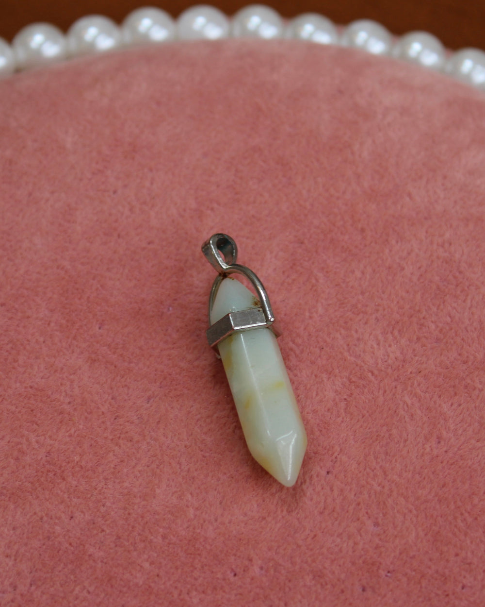 Green Stone Silver Charm