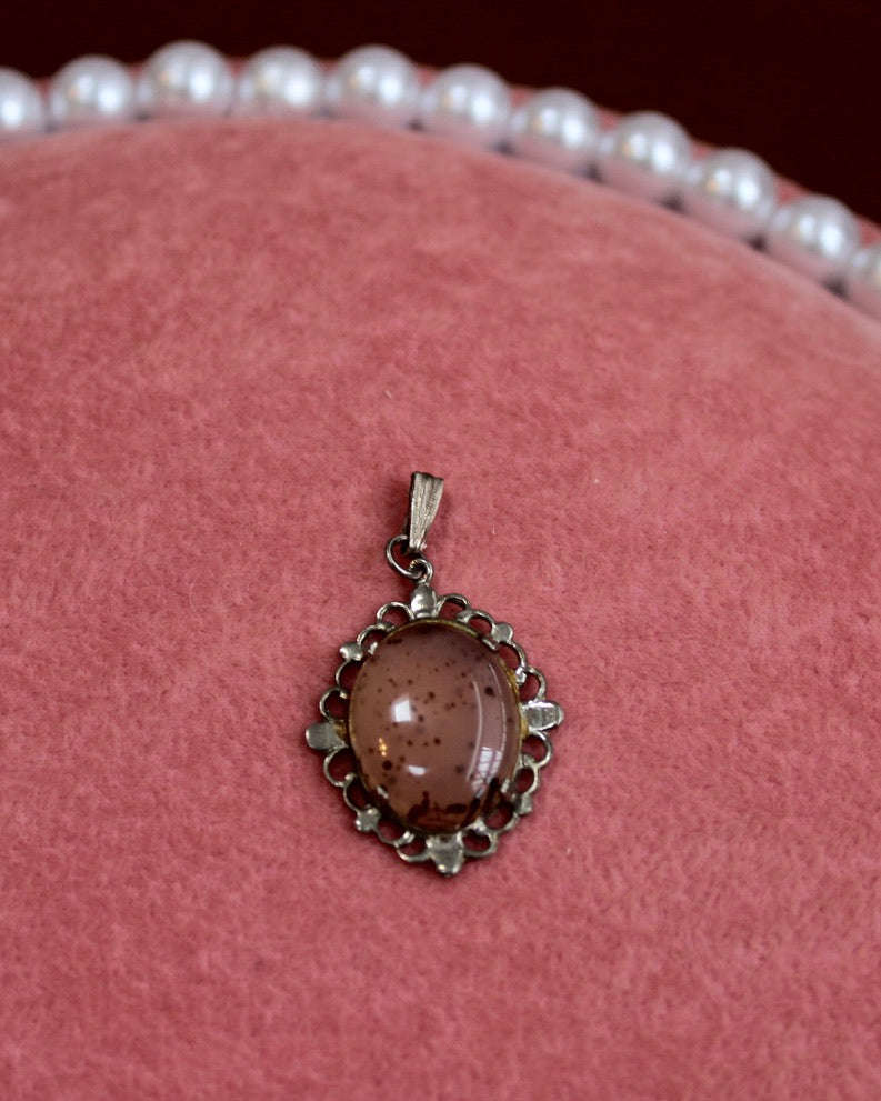 Clear Oval Stone Spotted Charm