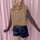 CHESNUT CROPPED CHUNKY KNIT ZIP-UP SWEATER VEST