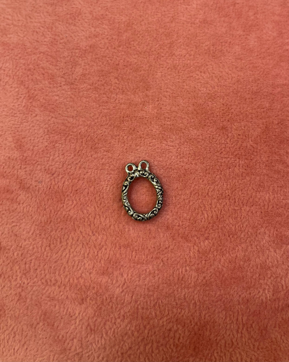 Textured Oval Dark Silver Charm
