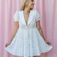 EMILY SAILOR COLLAR SHORT-SLEEVE WHITE MINI DRESS