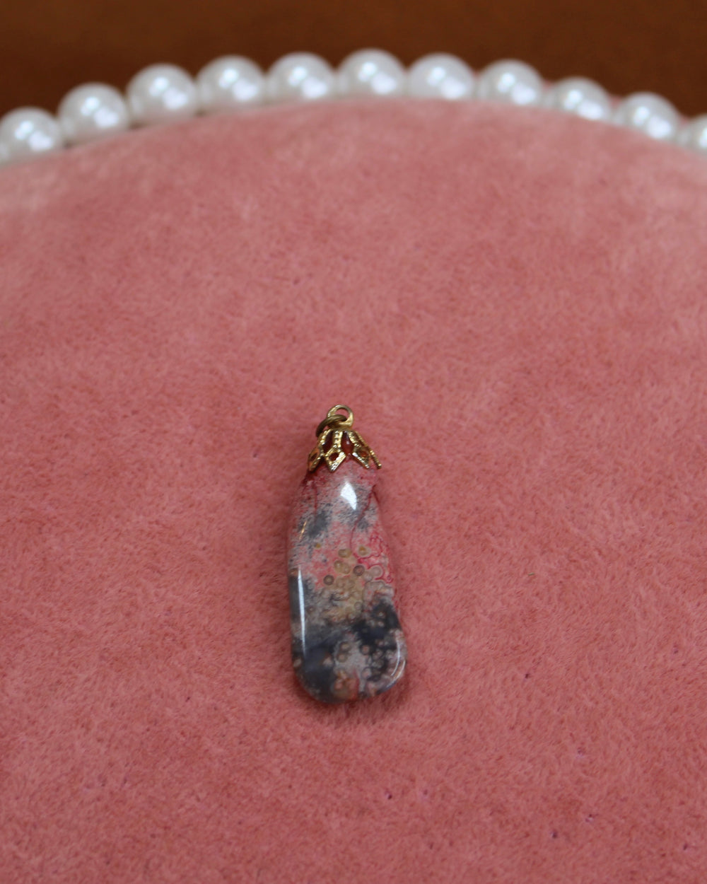 Red & Brown Long Stone Charm
