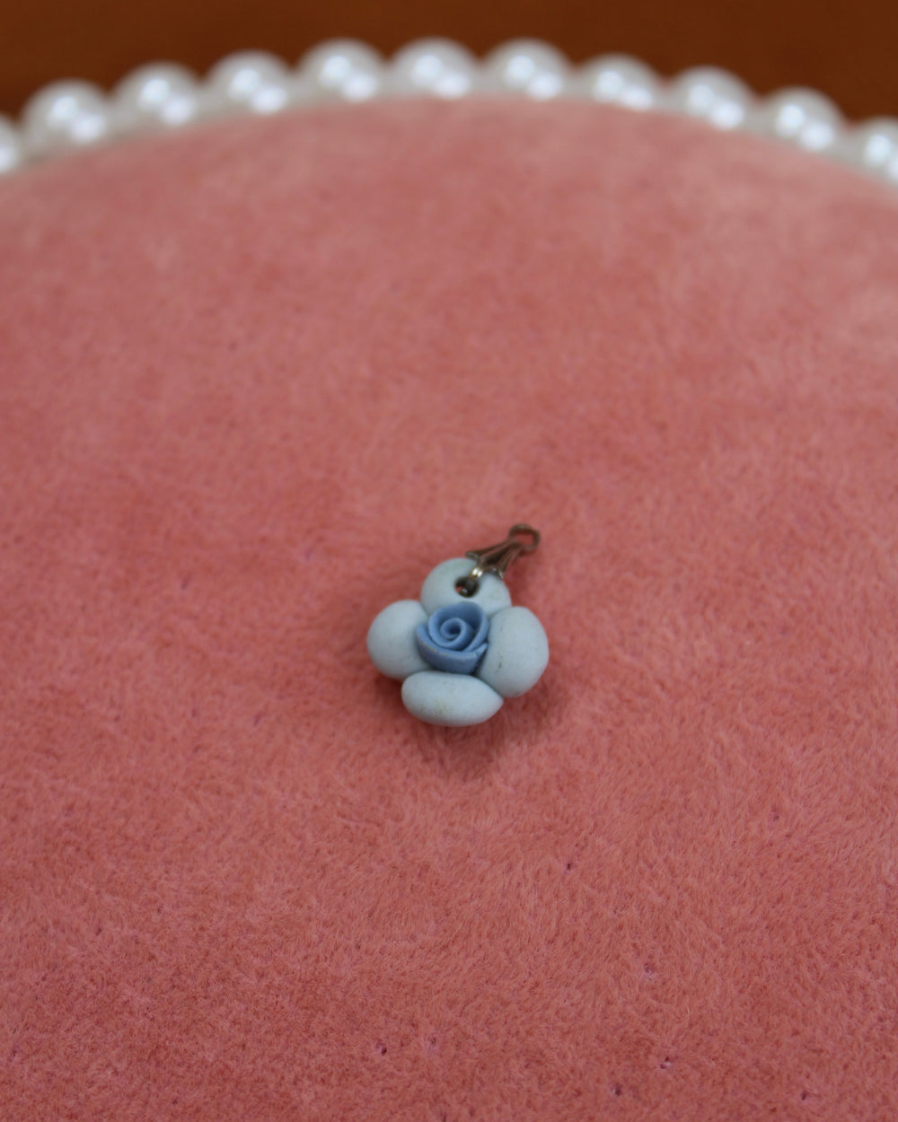 Small Blue Clay Flower Charm
