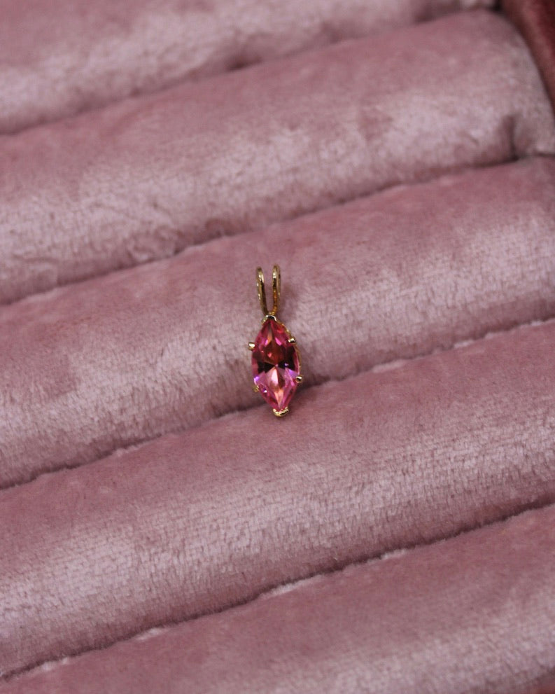 Pink Gem Gold Charm