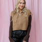 CHESNUT CROPPED CHUNKY KNIT ZIP-UP SWEATER VEST