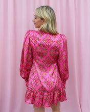 Load image into Gallery viewer, DAHLIA PINK FLORAL LONGSLEEVE MINI DRESS
