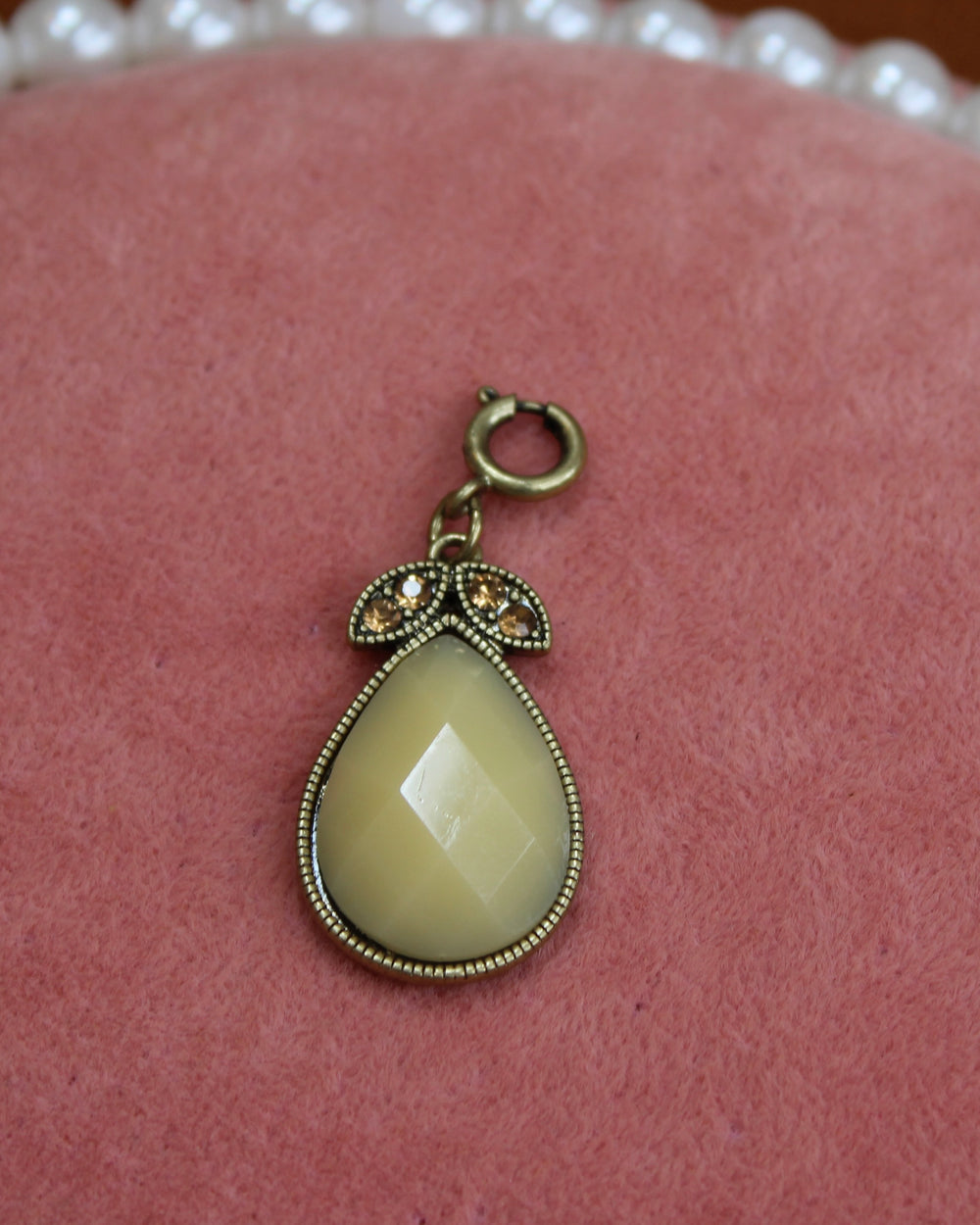 Yellow Sage Green Teardrop Leave Charm